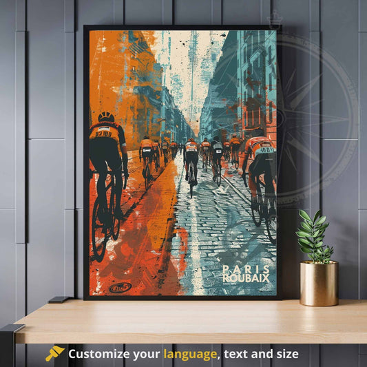 Impression Paris- Roubaix | Affiche cyclisme Paris- Roubaix - course cycliste Paris-Roubaix