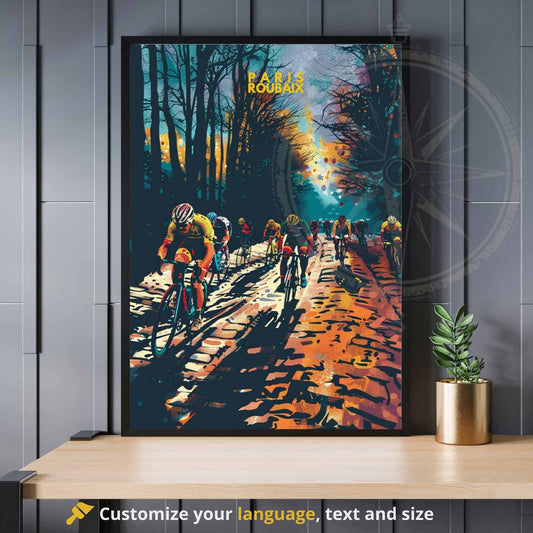 Impression Paris- Roubaix | Affiche cyclisme Paris- Roubaix - course cycliste Paris-Roubaix