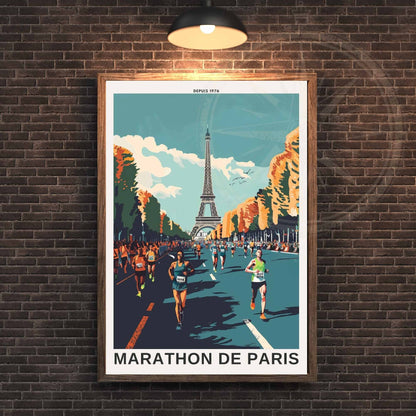 Impression Marathon de Paris | Affiche Marathon de Paris - Vue sur la Tour Eiffel