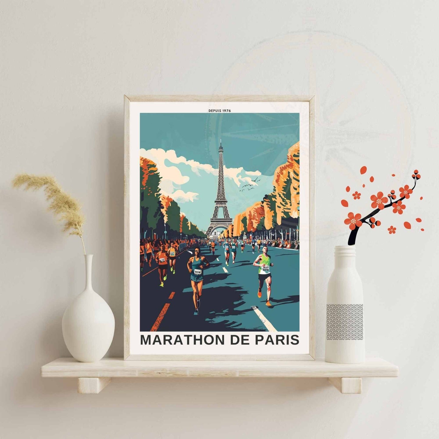 Impression Marathon de Paris | Affiche Marathon de Paris - Vue sur la Tour Eiffel