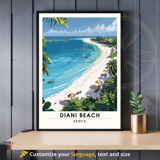 Affiche Diani Beach | Affiche de voyage Diani Beach | Affiche Kenya | Impression Kenya - Diani Beach - Affiche Plage