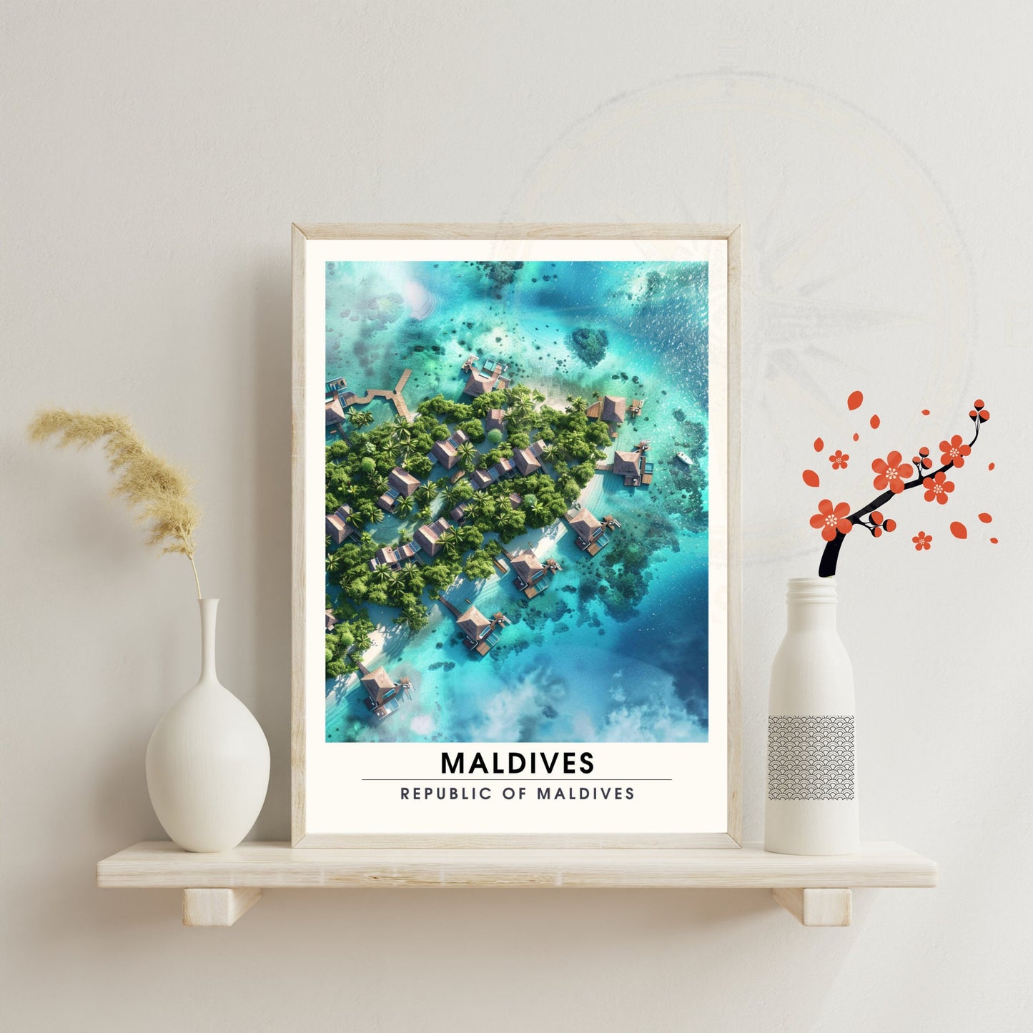 Affiche Maldives | Affiche de voyage Les Maldives | Affiche iles de Maldives | Les Maldives Vue de ciel