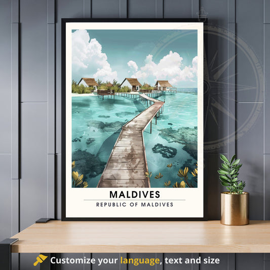 Affiche Maldives | Affiche de voyage Les Maldives | Affiche iles de Maldives | Voyage au paradis sur terre