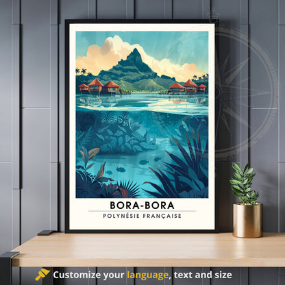 Affiche Bora-Bora | Affiche de voyage Bora-Bora | Impression Bora-Bora | Cadre Bora-Bora - Affiche Polynésien Française