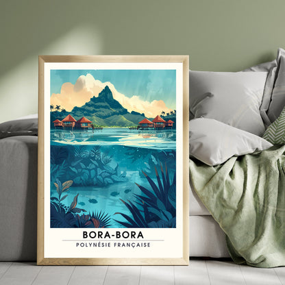 Affiche Bora-Bora | Affiche de voyage Bora-Bora | Impression Bora-Bora | Cadre Bora-Bora - Affiche Polynésien Française