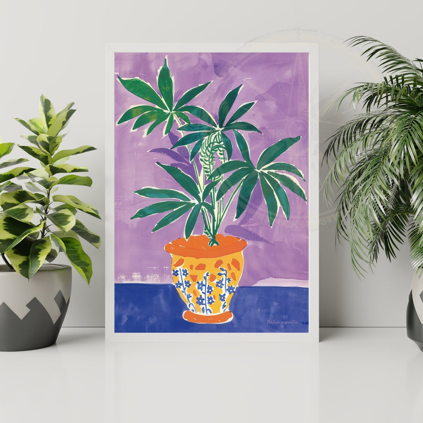 Affiche Henri Matisse | Impression Matisse | Inspiration Henri Matisse - Vase et plante sur fond violet