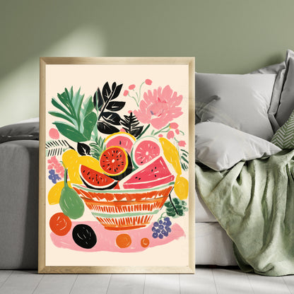 Impression Fruits | Affiche Abstraites | Fruits - Corbeil de fruits - Style Matisse