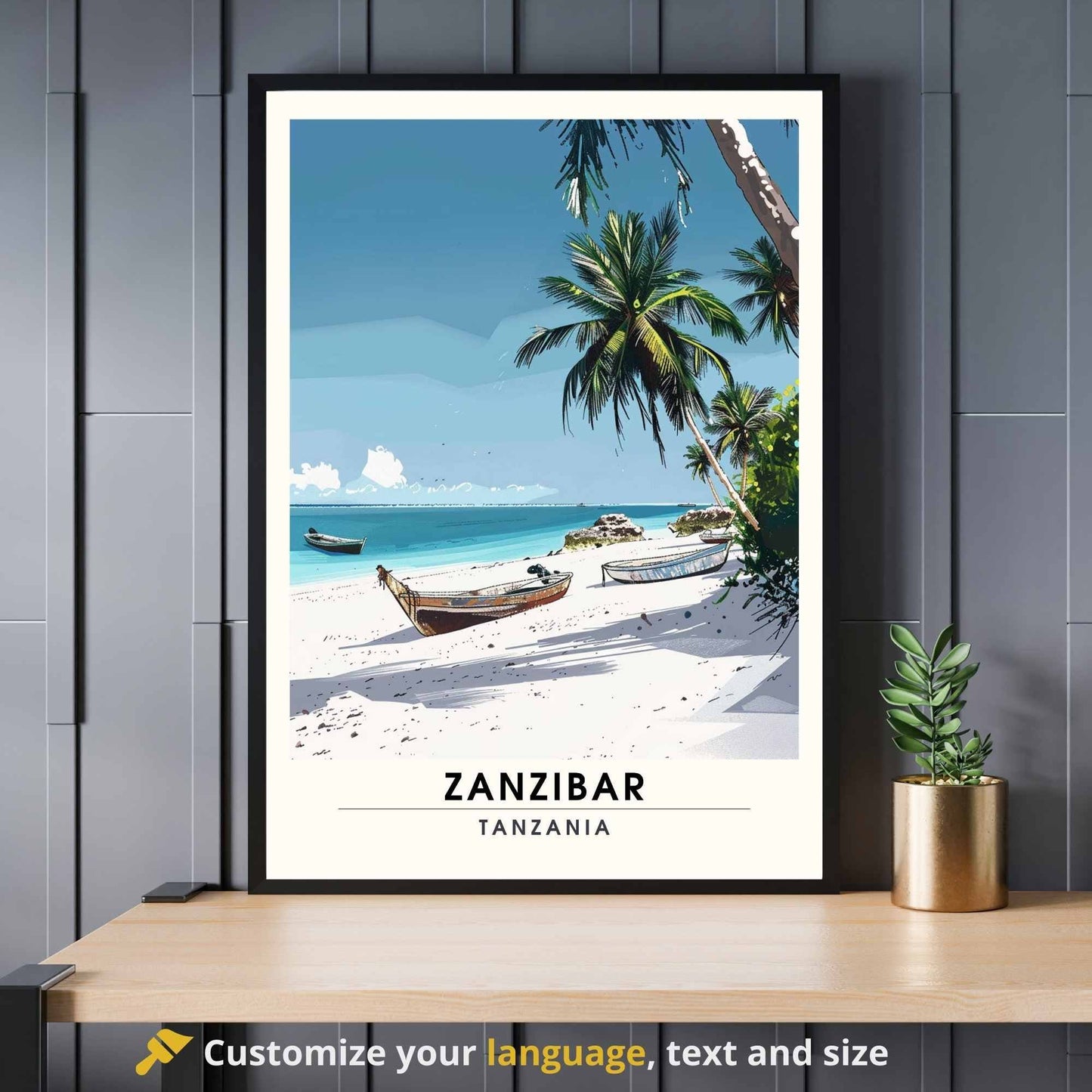 Affiche Zanzibar - impression de voyage Zanzibar, Tanzanie - Plage paradisiaque au sable blanc