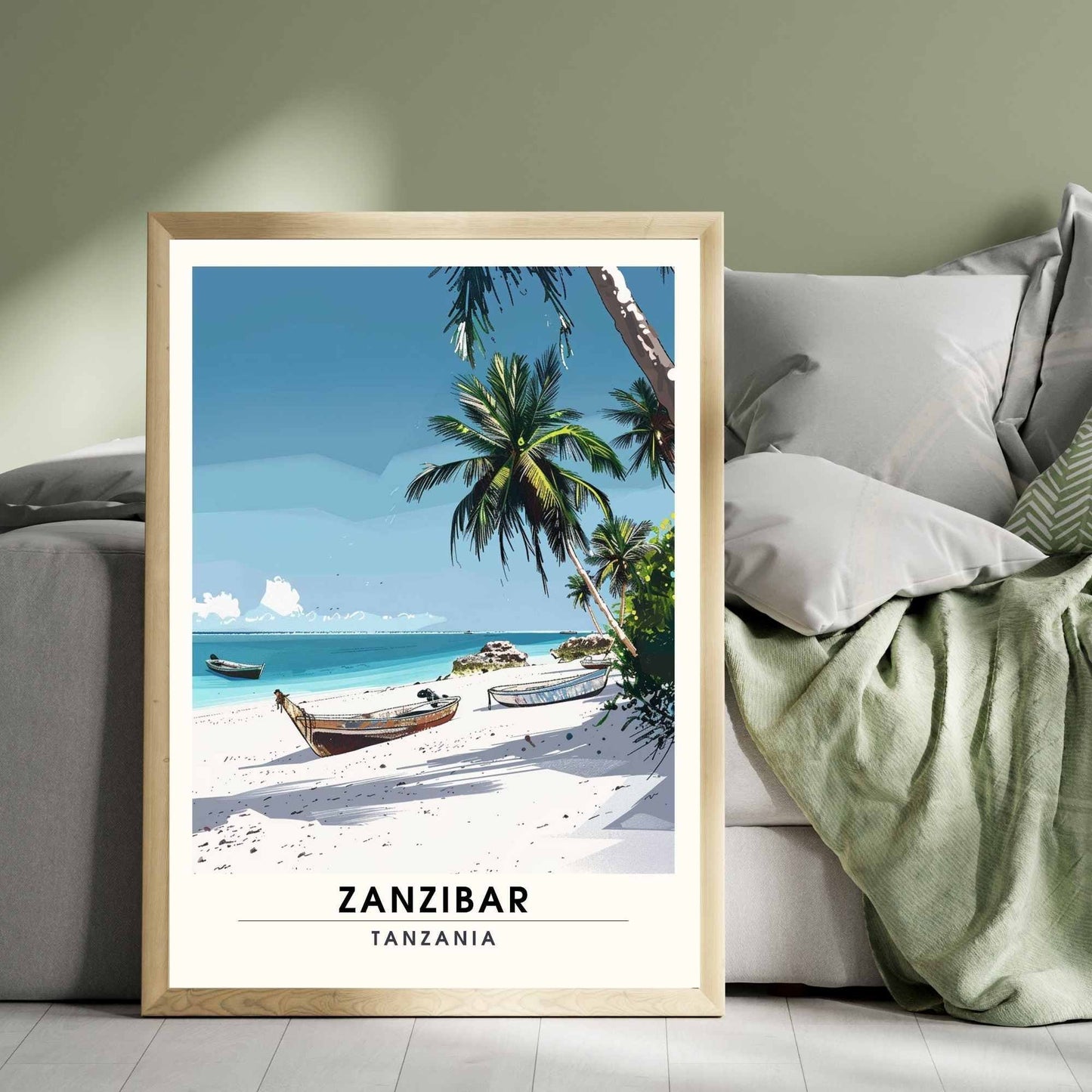 Affiche Zanzibar - impression de voyage Zanzibar, Tanzanie - Plage paradisiaque au sable blanc