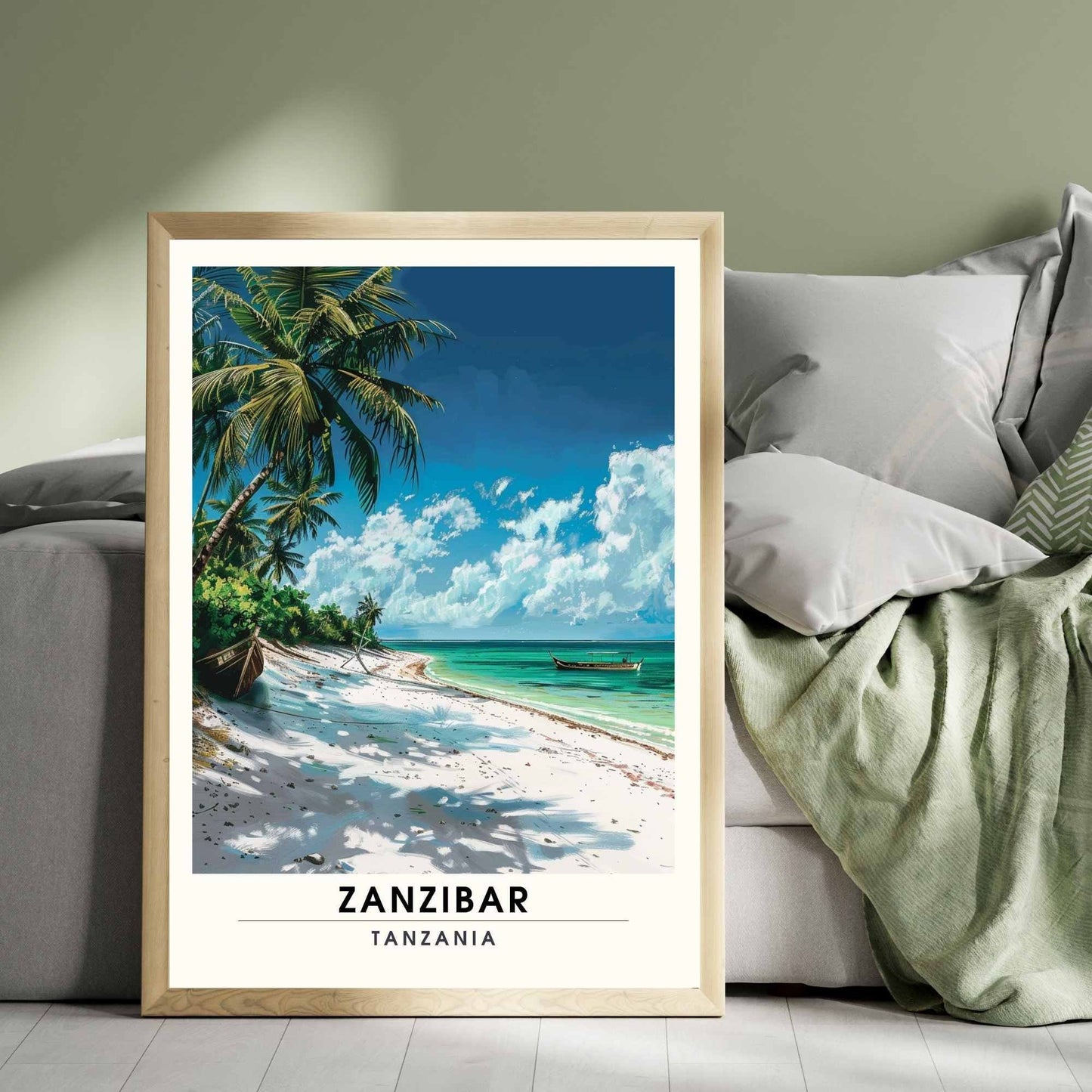 Affiche Zanzibar - impression de voyage Zanzibar, Tanzanie - Plage paradisiaque au sable blanc