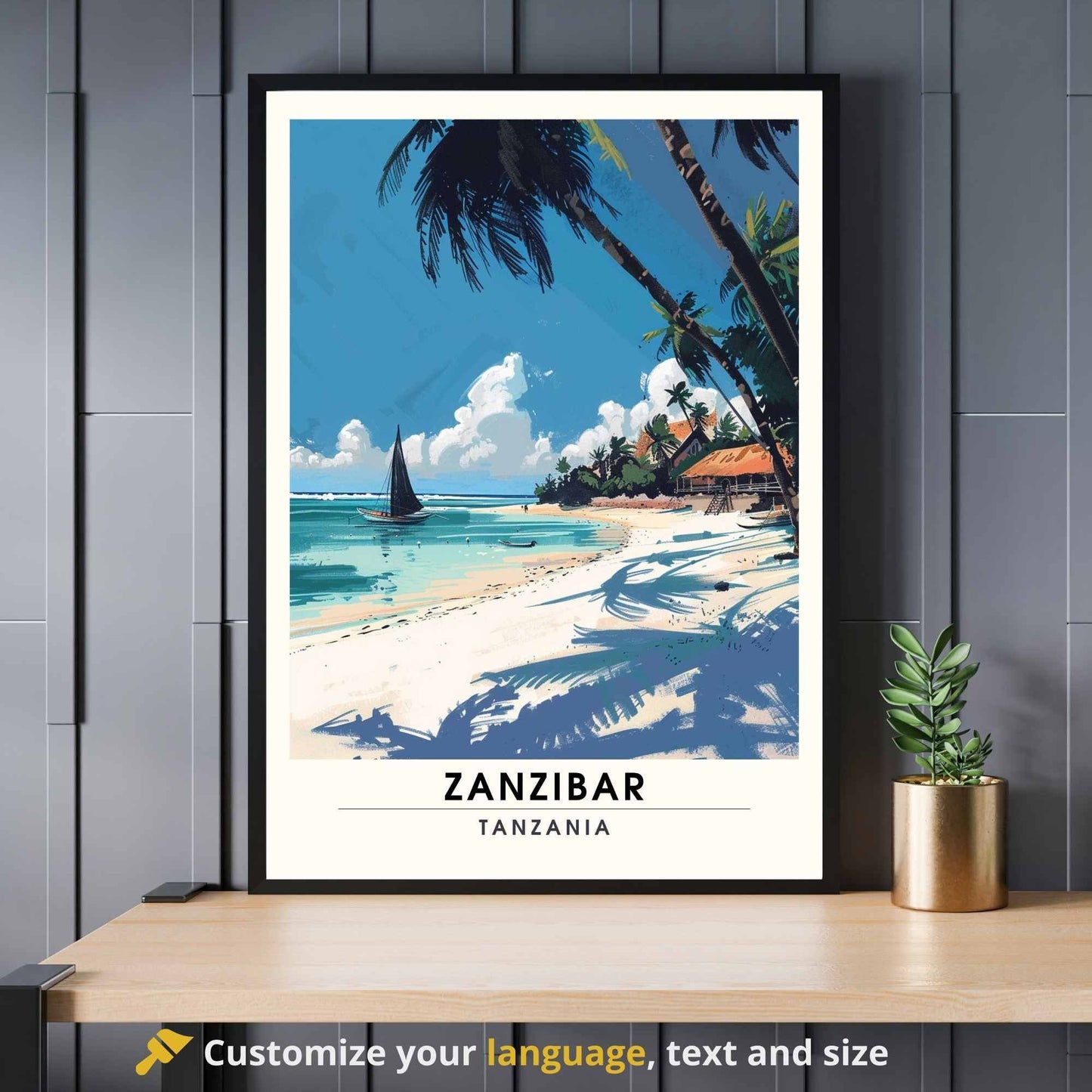 Impression Zanzibar - impression de voyage Zanzibar, Tanzanie - affiche plage