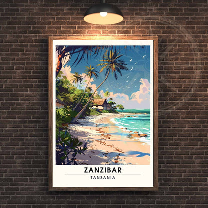 Impression Zanzibar - impression de voyage Zanzibar, Tanzanie - affiche plage