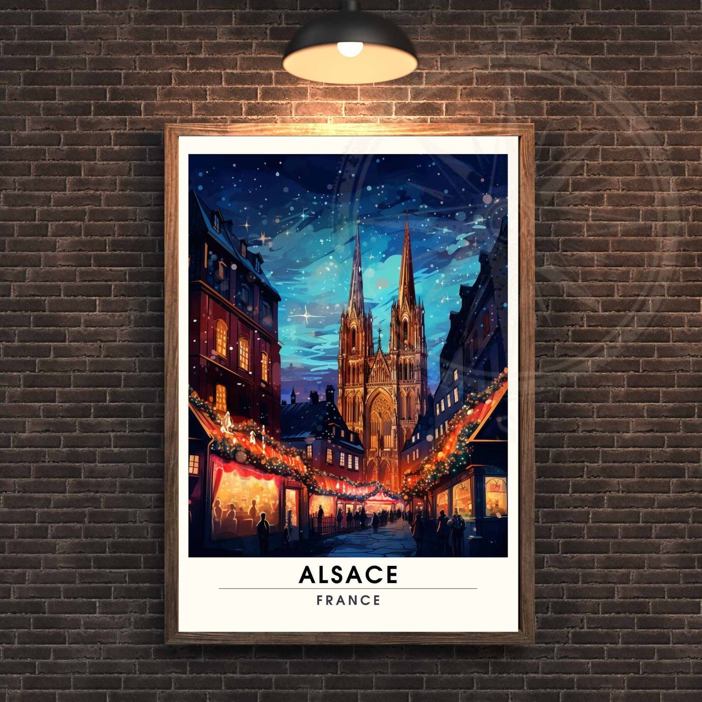 Affiche Alsace - impression de voyage Alsace, France - Marché de Noel en Alsace