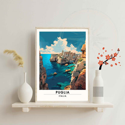 Affiche de voyage Pouilles - Poster Pouilles, Italie - Vue sur la mer