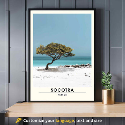 Impression Socotra - Affiche Socotra - Plage et Dragonnier de Socotra, Yémen