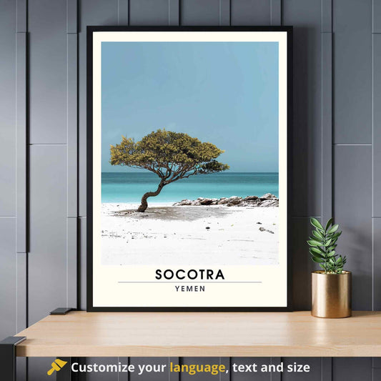 Impression Socotra - Affiche Socotra - Plage et Dragonnier de Socotra, Yémen