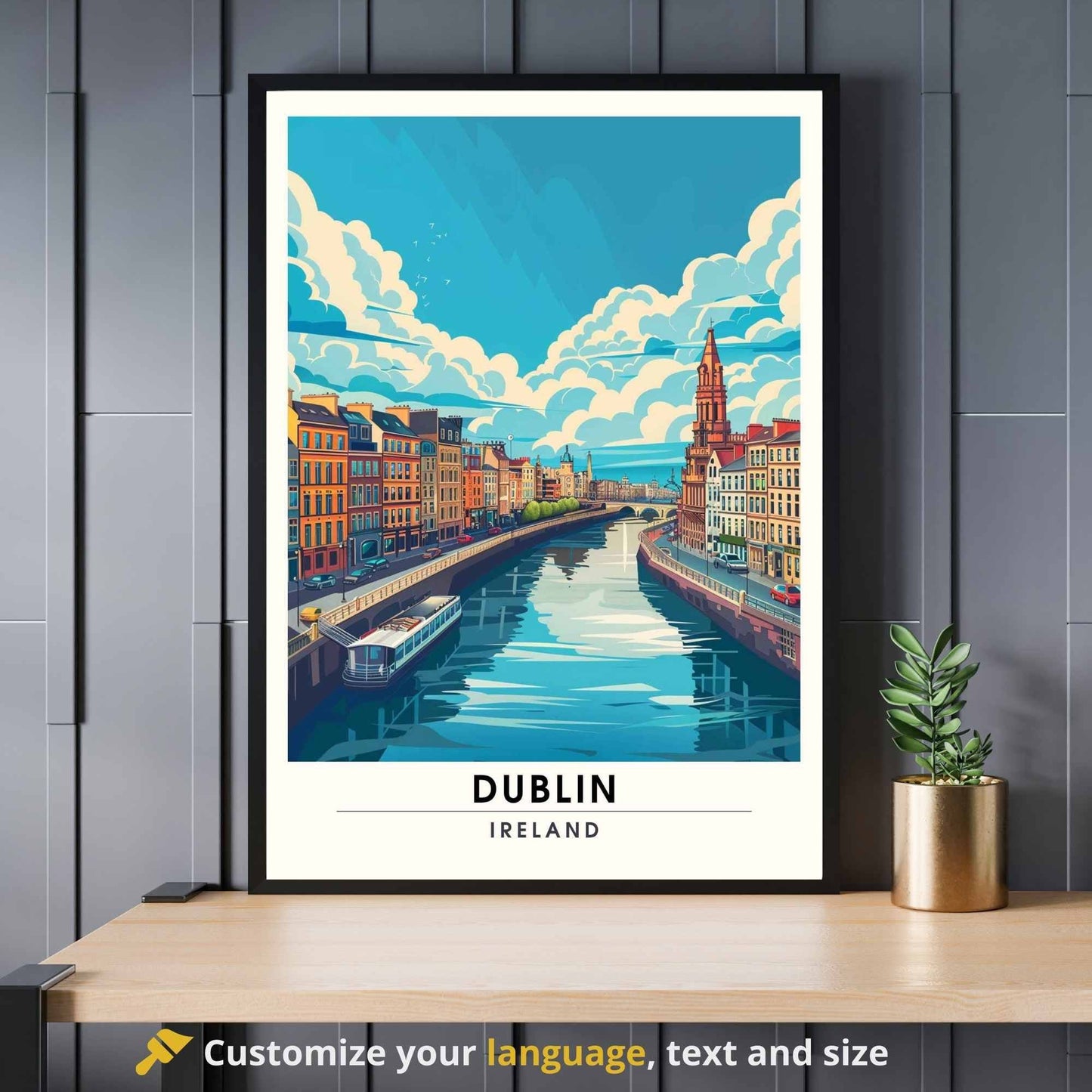 Affiche Dublin | Affiche de voyage Dublin, Irlande | Impression Dublin | Cadre Dublin