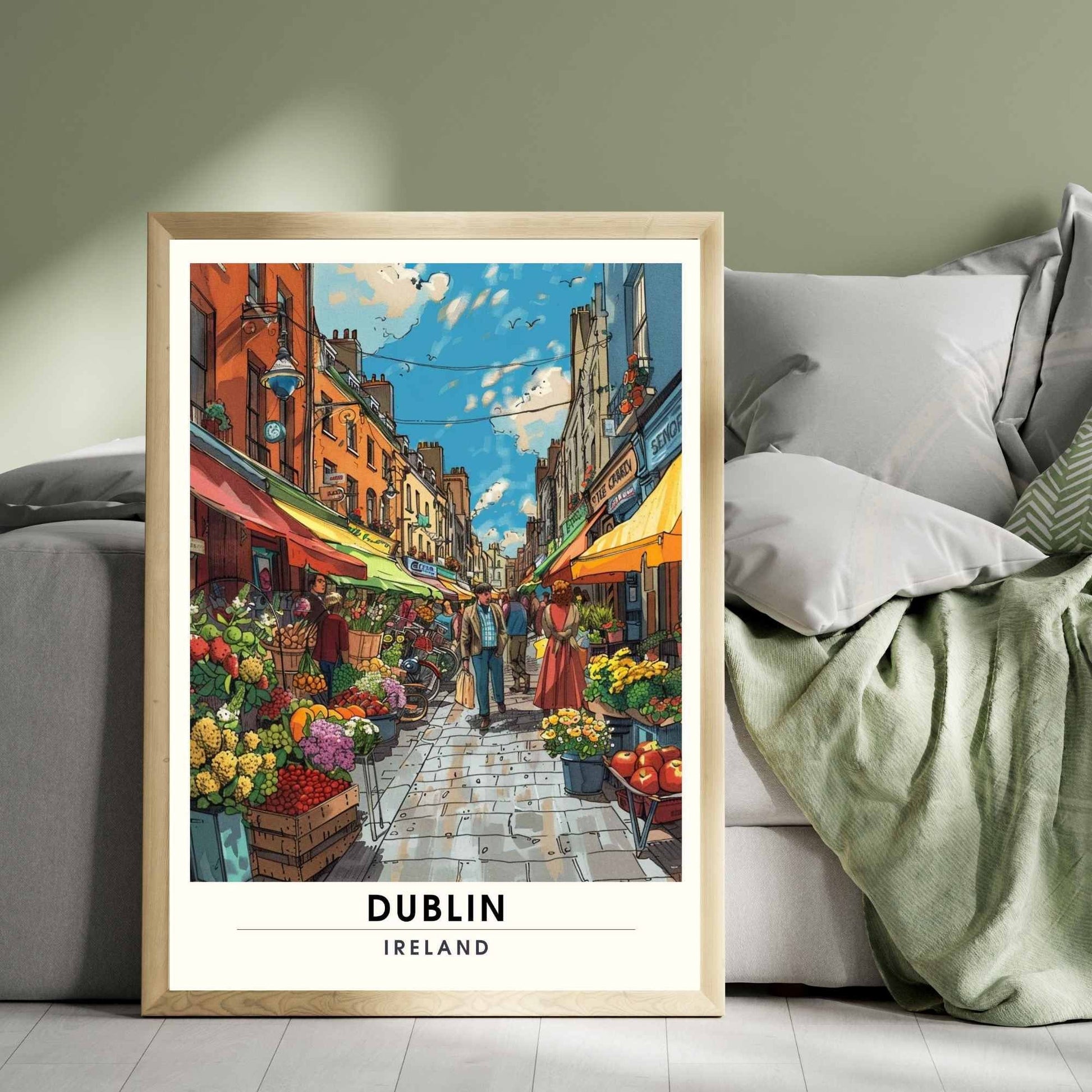 Affiche Dublin | Affiche de voyage Dublin, Irlande | Impression Dublin | Le marché de Dublin