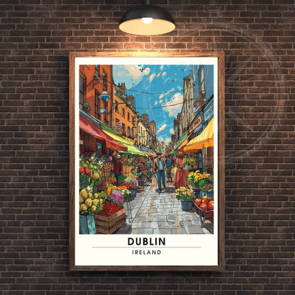 Affiche Dublin | Affiche de voyage Dublin, Irlande | Impression Dublin | Le marché de Dublin