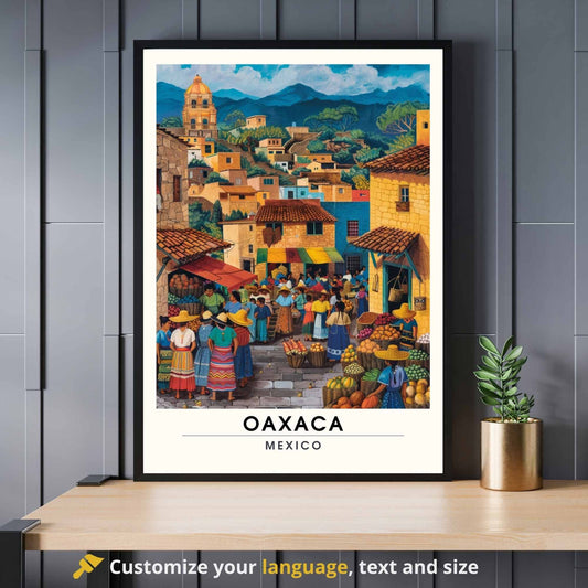 Affiche Oaxaca | Affiche de voyage Oaxaca, Mexique | Impression Oaxaca | marchés d'Oaxaca