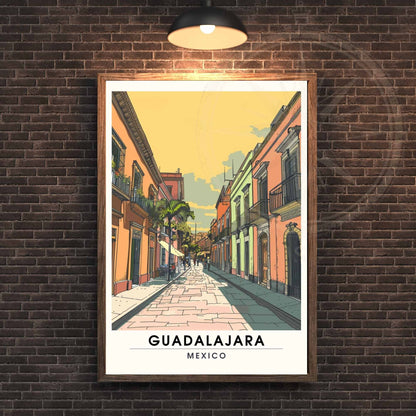 Impression Guadalajara | Affiche de voyage Guadalajara, Mexique | Impression Mexique | Dans les rues de Guadalajara