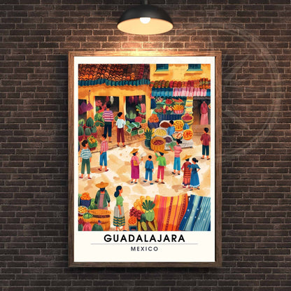 Impression Guadalajara | Affiche de voyage Guadalajara, Mexique | Impression Mexique | Marché de Guadalajara