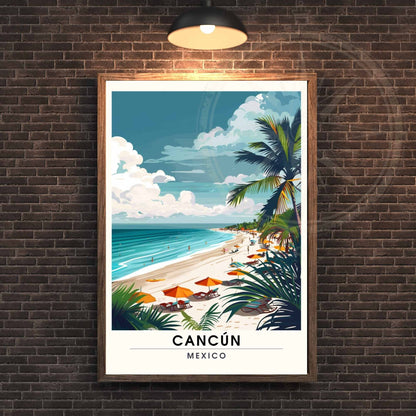 Impression Cancún | Affiche de voyage Cancún, Mexique | Impression Mexique | Plage de Cancún