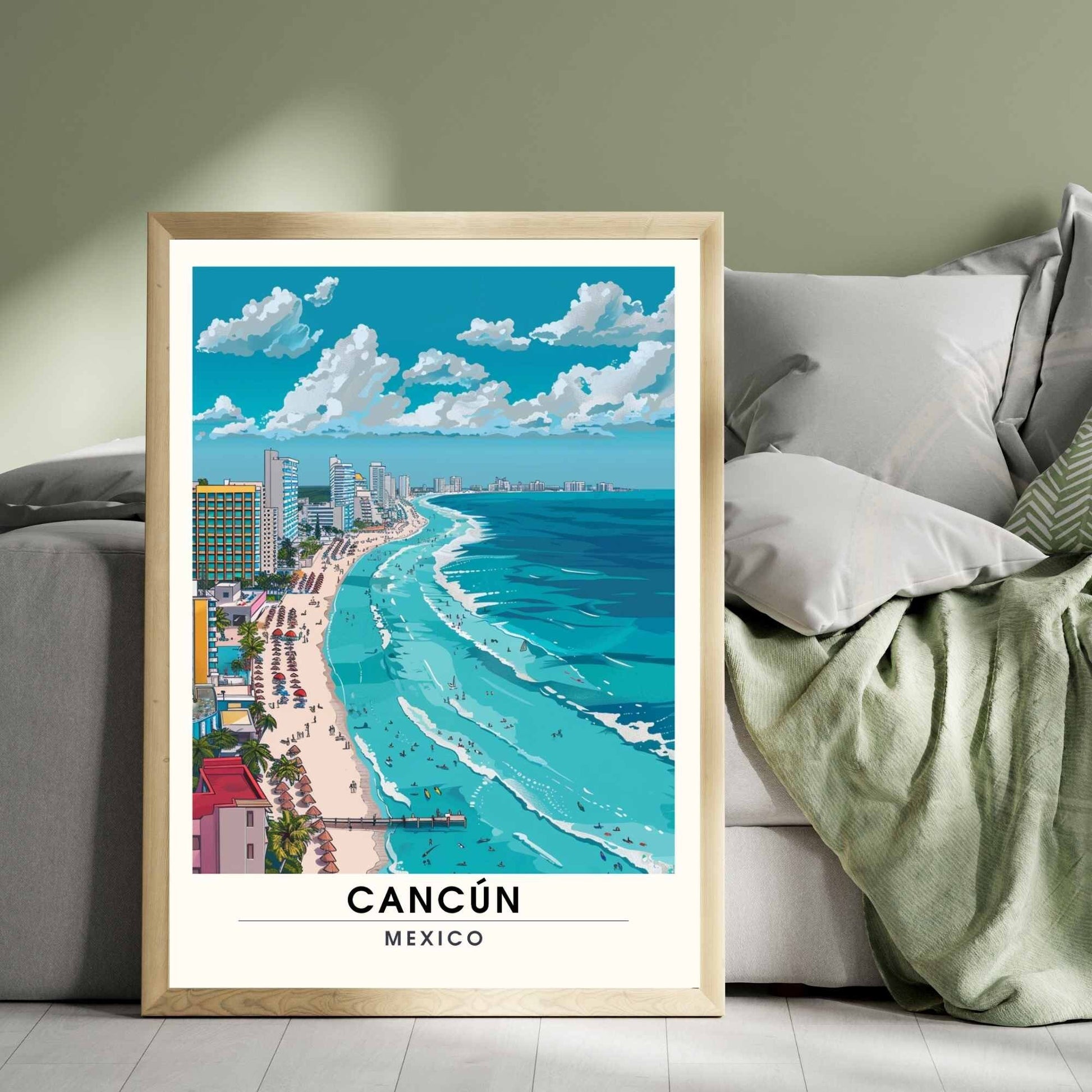 Impression Cancún | Affiche de voyage Cancún, Mexique | Impression Mexique | Cancún vue de ciel