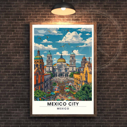 Impression Mexico City | Affiche de voyage Mexico City , Mexique | Impression Mexico City | Place de la Constitution