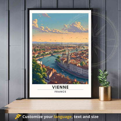 Affiche Vienne - impression de voyage Vienne, France - vue sur le Rhône