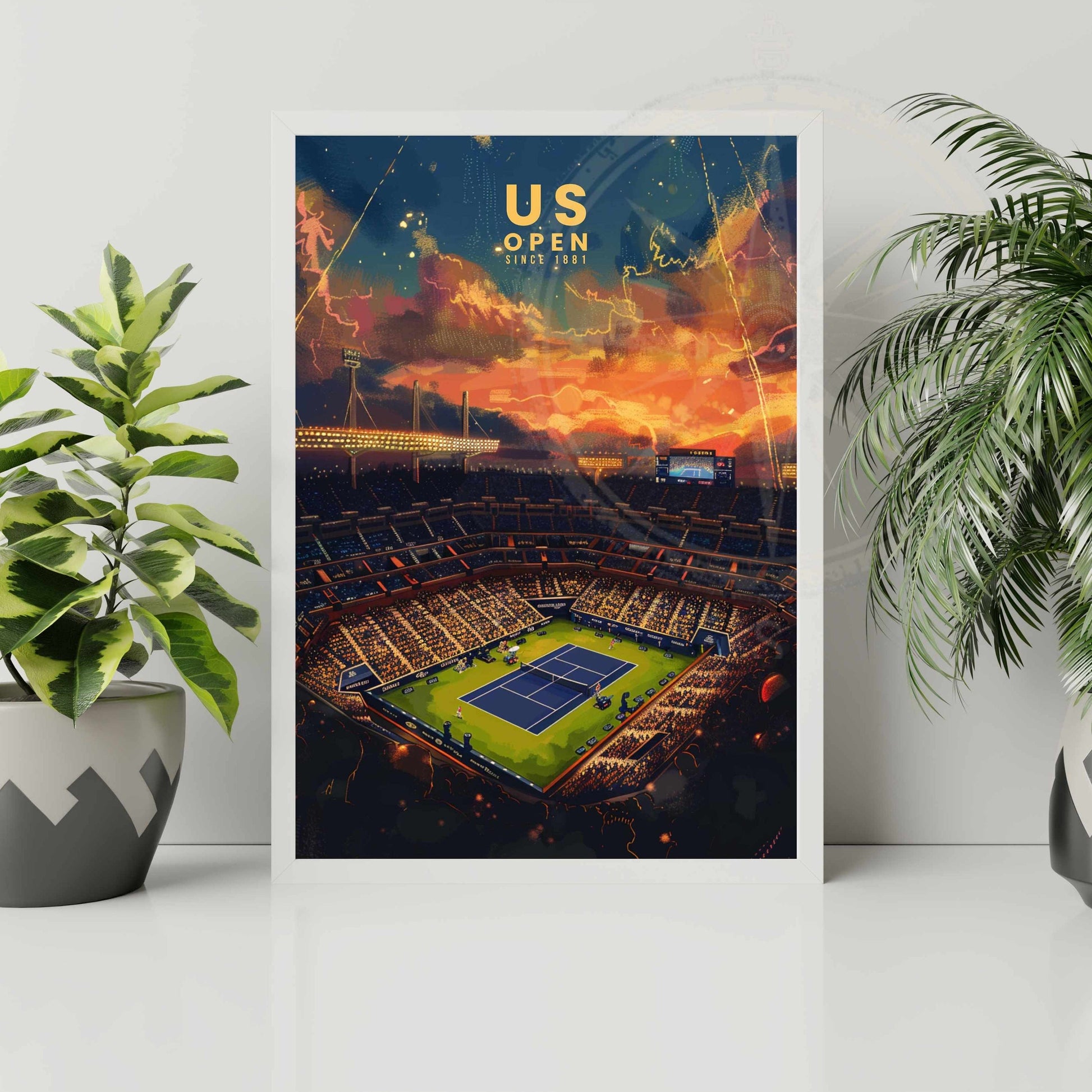 Impression US Open | Affiche US Open, tennis | Affiche Tennis - Vue de ciel sur le stade