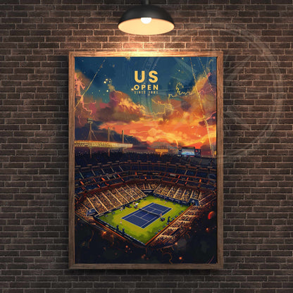 Impression US Open | Affiche US Open, tennis | Affiche Tennis - Vue de ciel sur le stade