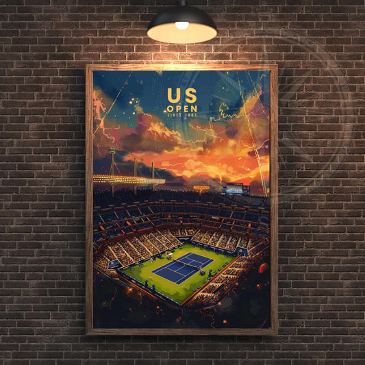 Impression US Open | Affiche US Open, tennis | Affiche Tennis - Vue de ciel sur le stade