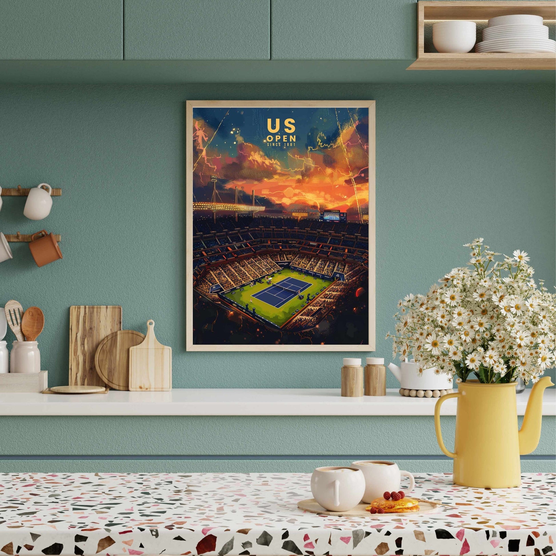 Impression US Open | Affiche US Open, tennis | Affiche Tennis - Vue de ciel sur le stade