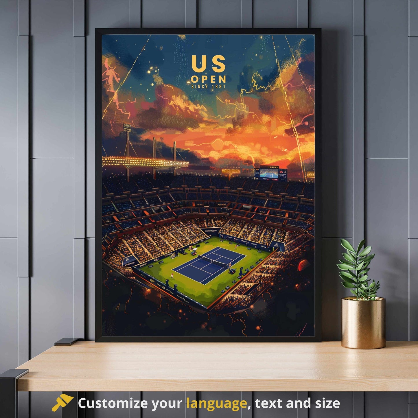 Impression US Open | Affiche US Open, tennis | Affiche Tennis - Vue de ciel sur le stade