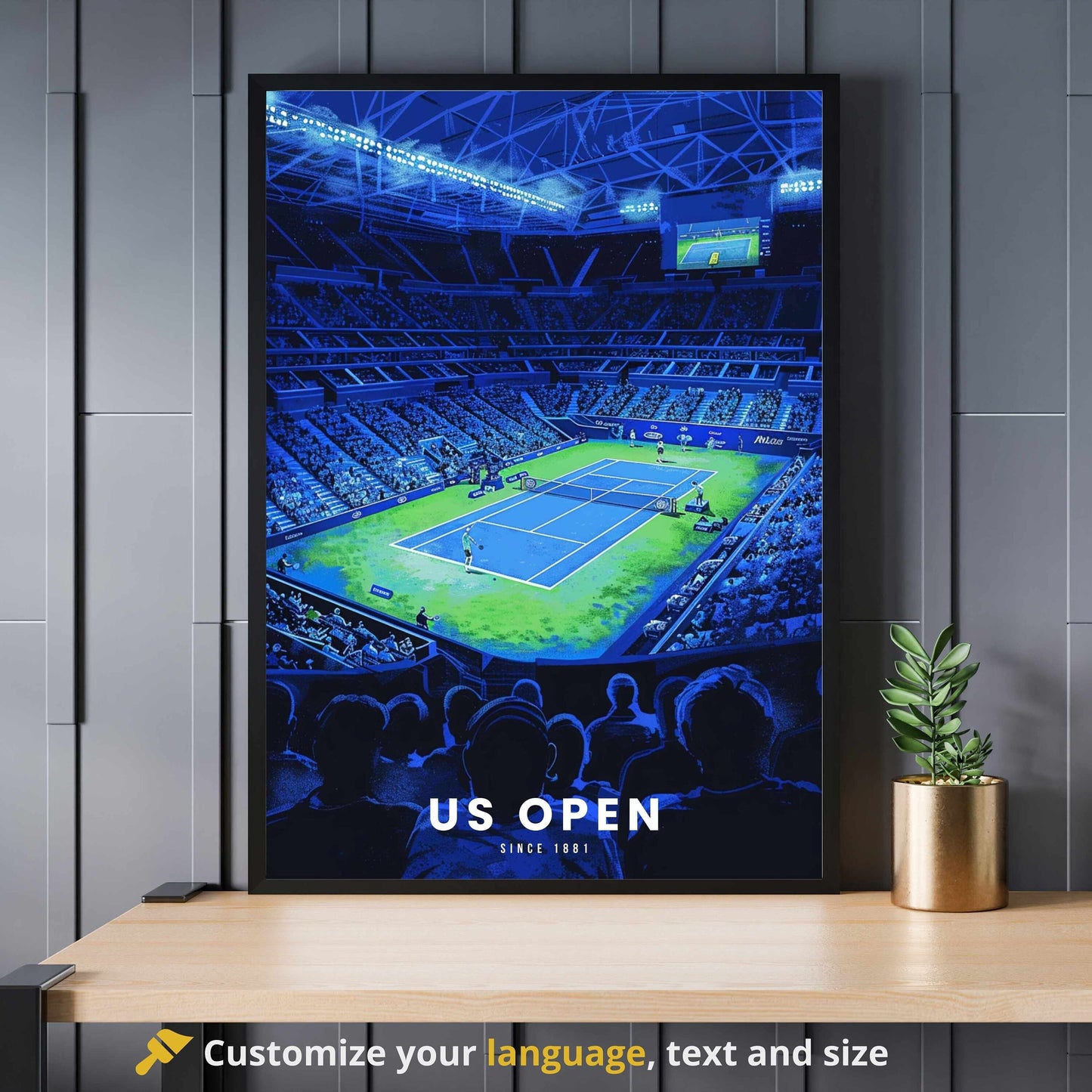 Impression US Open | Affiche US Open, tennis | Affiche Tennis - Vue sur le stade