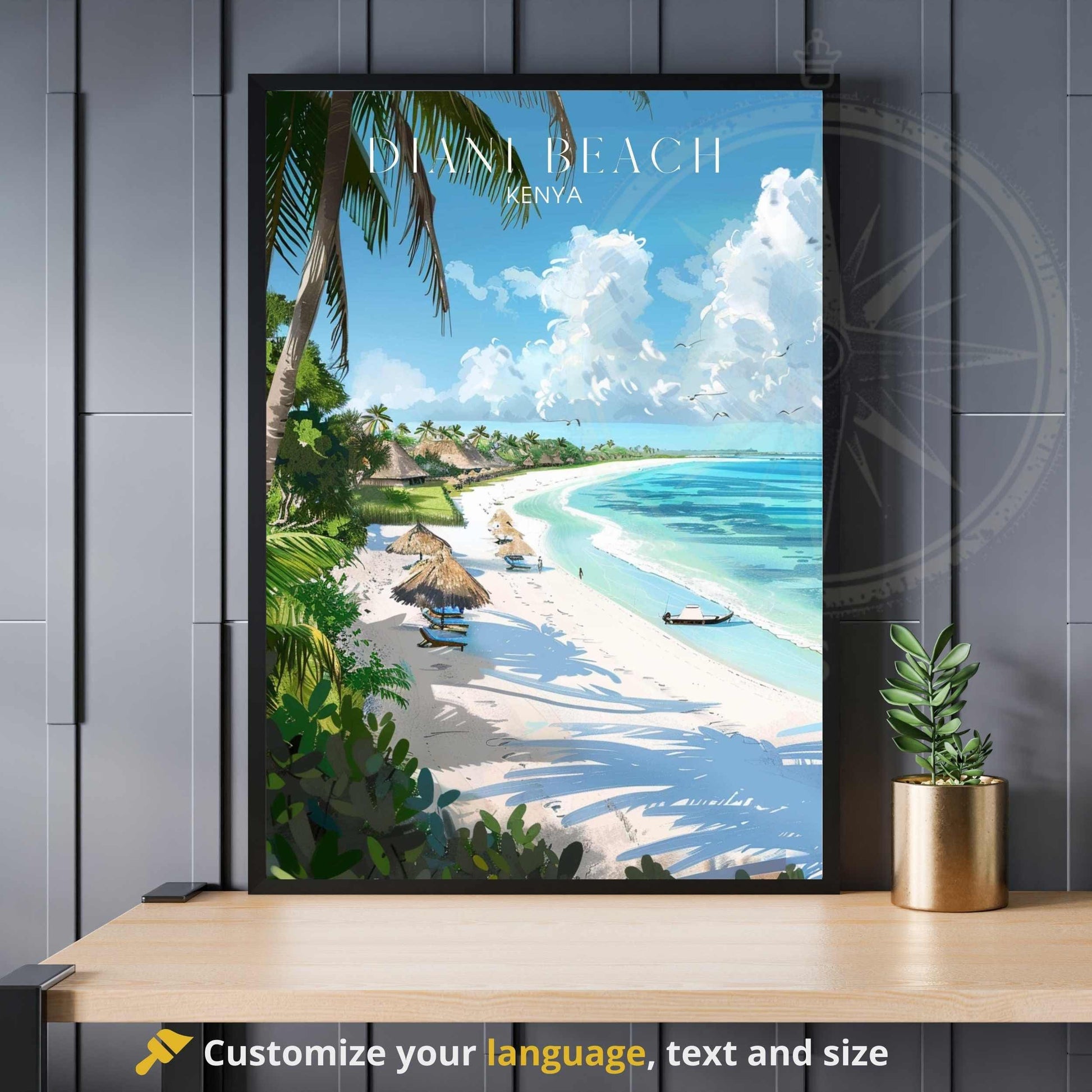 Affiche Diani Beach | Affiche de voyage Diani Beach | Affiche Kenya | Impression Kenya - Impression Diani Beach -