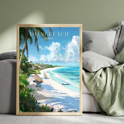 Affiche Diani Beach | Affiche de voyage Diani Beach | Affiche Kenya | Impression Kenya - Impression Diani Beach -