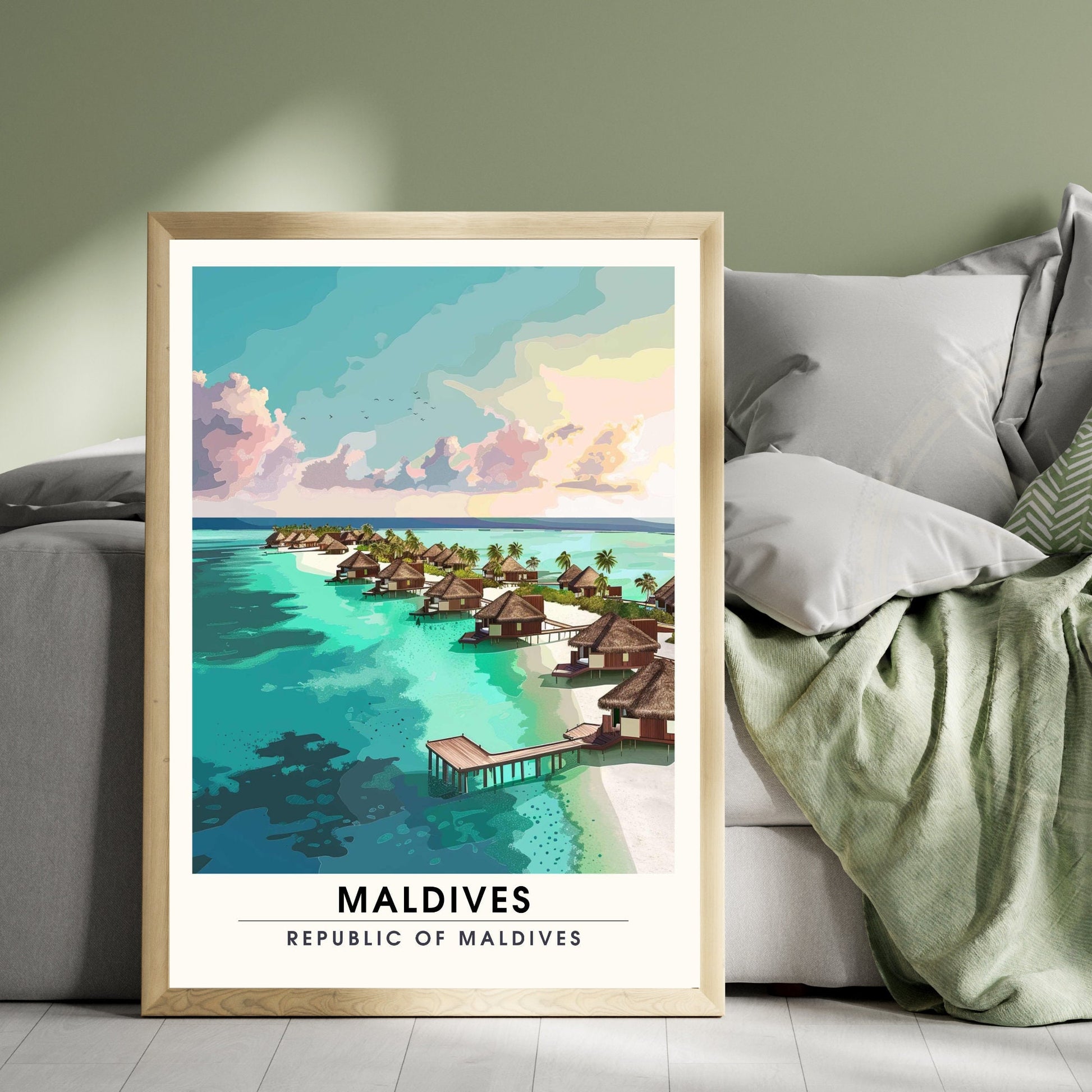 Affiche Maldives | Affiche de voyage Les Maldives | Affiche iles de Maldives | Impression de Vacances - Plage paradisiaque