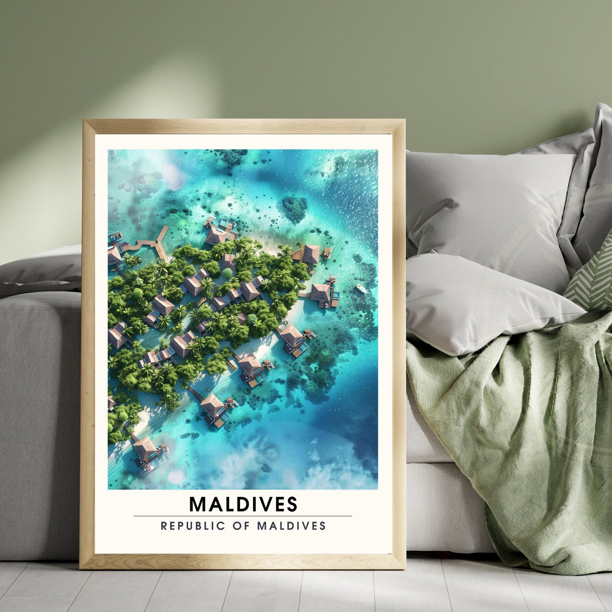 Affiche Maldives | Affiche de voyage Les Maldives | Affiche iles de Maldives | Les Maldives Vue de ciel