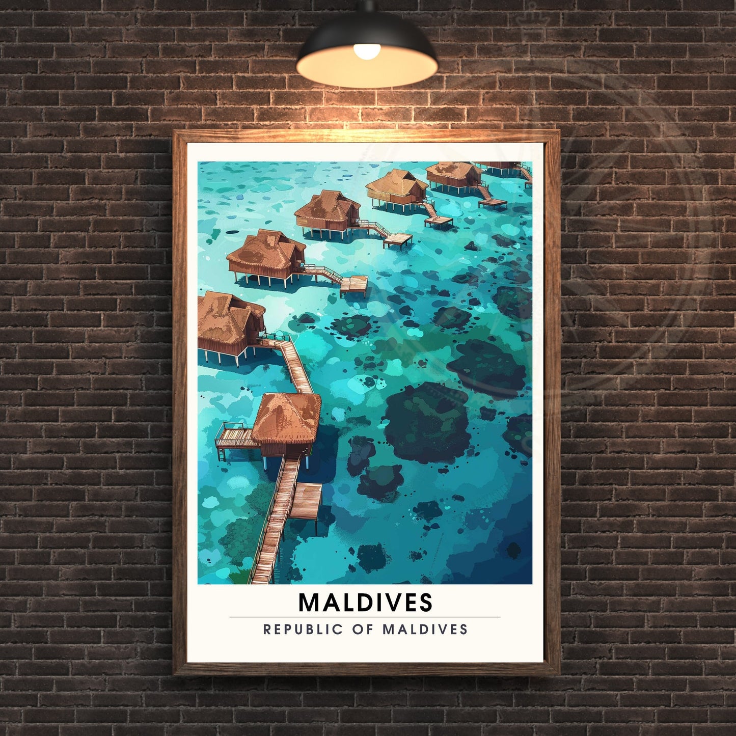 Affiche Maldives | Affiche de voyage Les Maldives | Affiche iles de Maldives | Les Maldives Vue de ciel