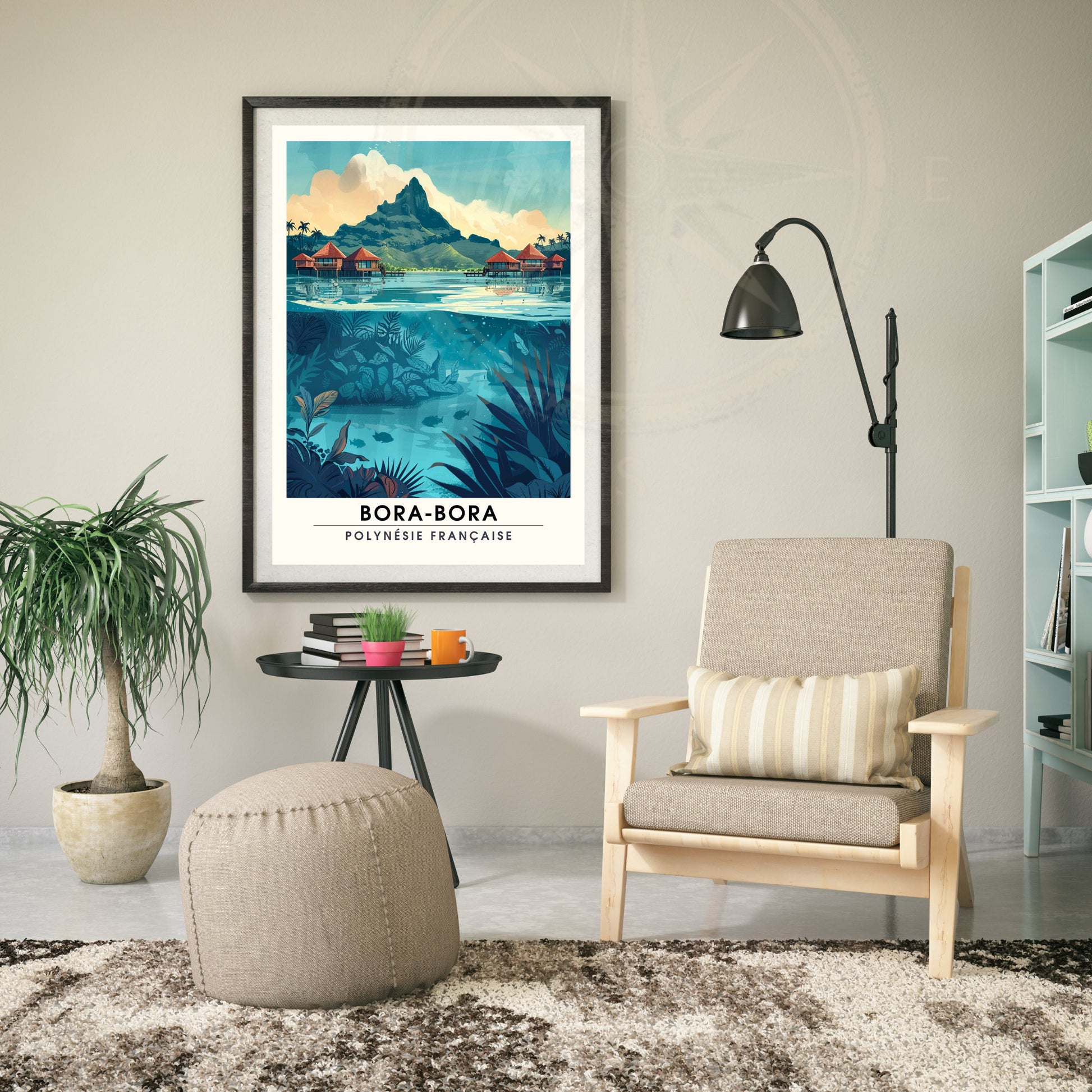 Affiche Bora-Bora | Affiche de voyage Bora-Bora | Impression Bora-Bora | Cadre Bora-Bora - Affiche Polynésien Française