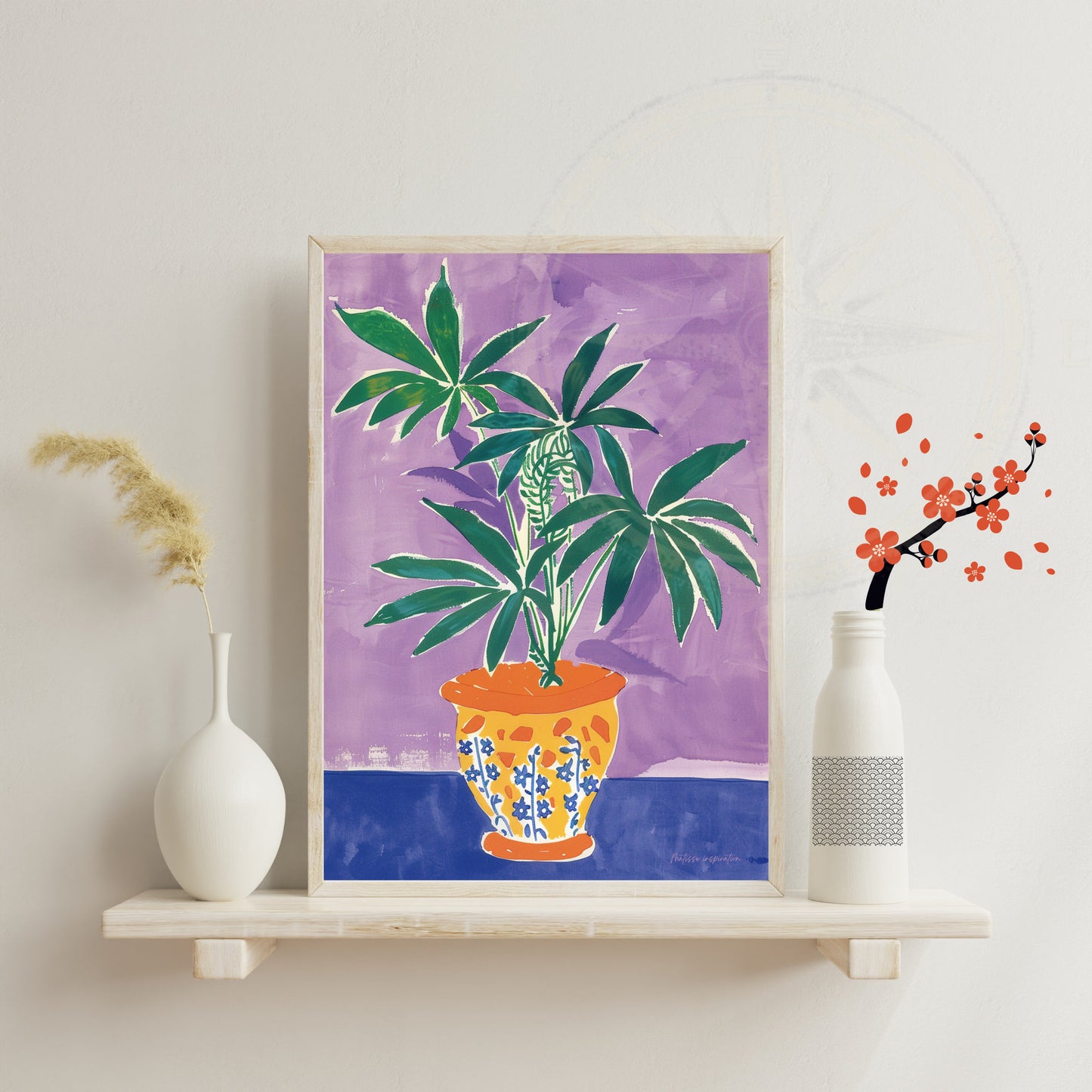 Affiche Henri Matisse | Impression Matisse | Inspiration Henri Matisse - Vase et plante sur fond violet