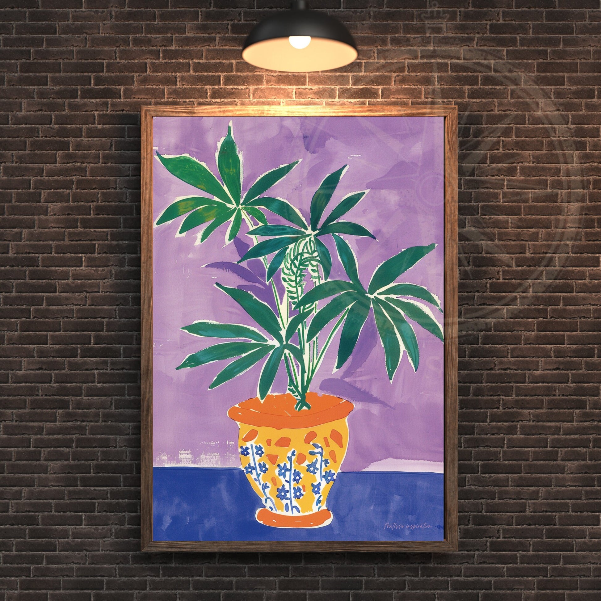 Affiche Henri Matisse | Impression Matisse | Inspiration Henri Matisse - Vase et plante sur fond violet