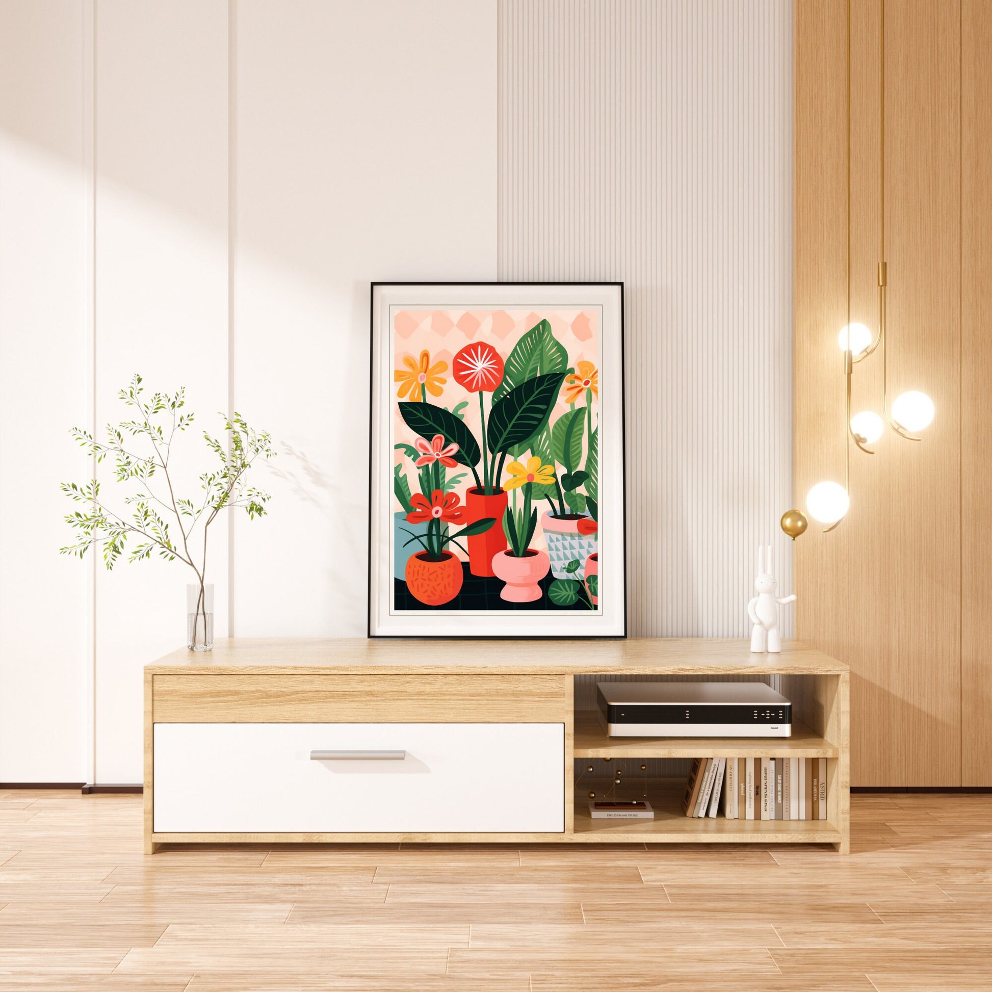 Impression Plantes | Affiche géométrique colorée de plantes | Vases et plantes