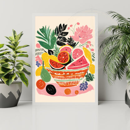 Impression Fruits | Affiche Abstraites | Fruits - Corbeil de fruits - Style Matisse