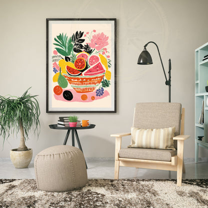 Impression Fruits | Affiche Abstraites | Fruits - Corbeil de fruits - Style Matisse