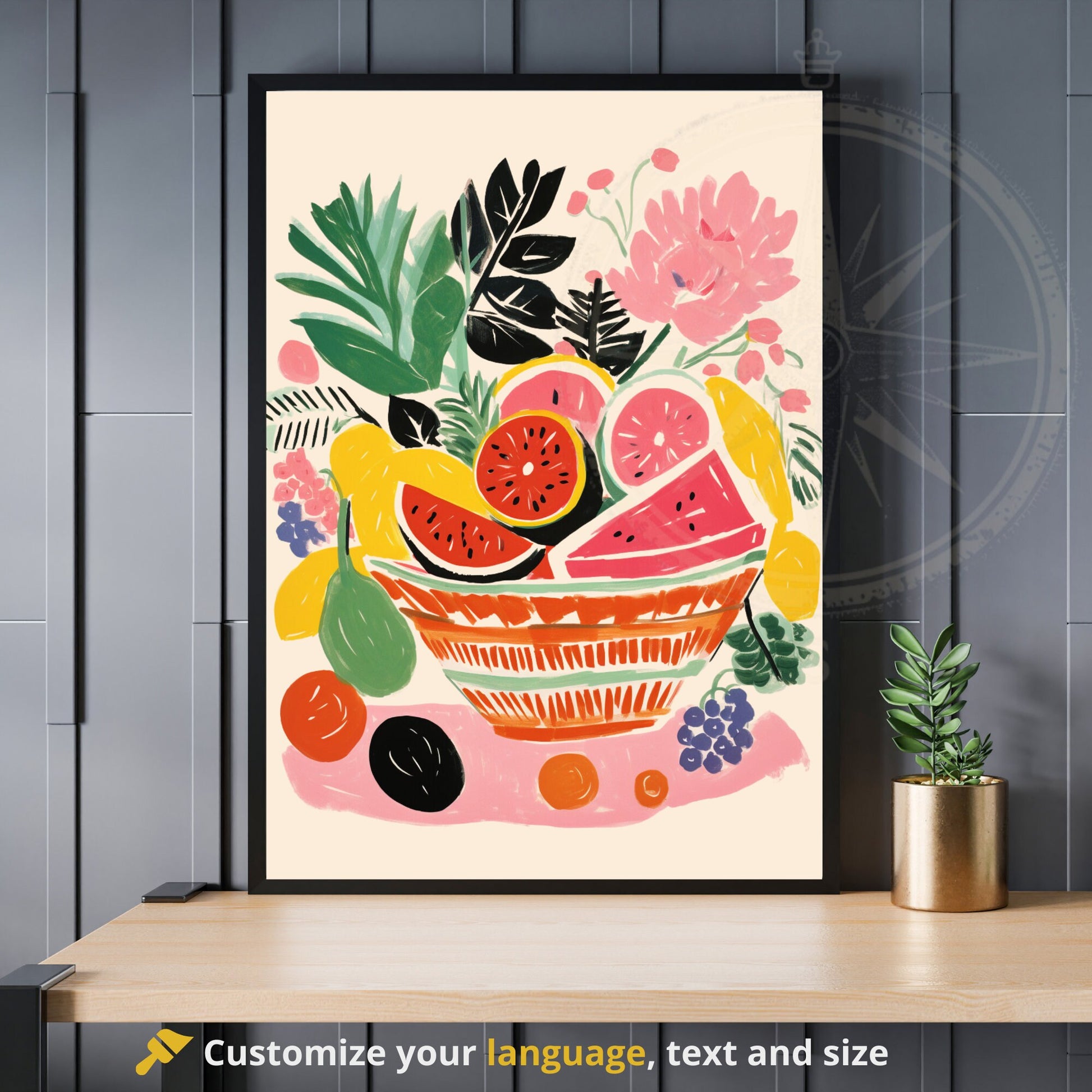 Impression Fruits | Affiche Abstraites | Fruits - Corbeil de fruits - Style Matisse