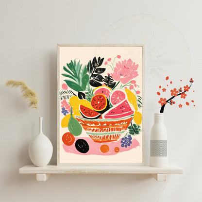 Impression Fruits | Affiche Abstraites | Fruits - Corbeil de fruits - Style Matisse