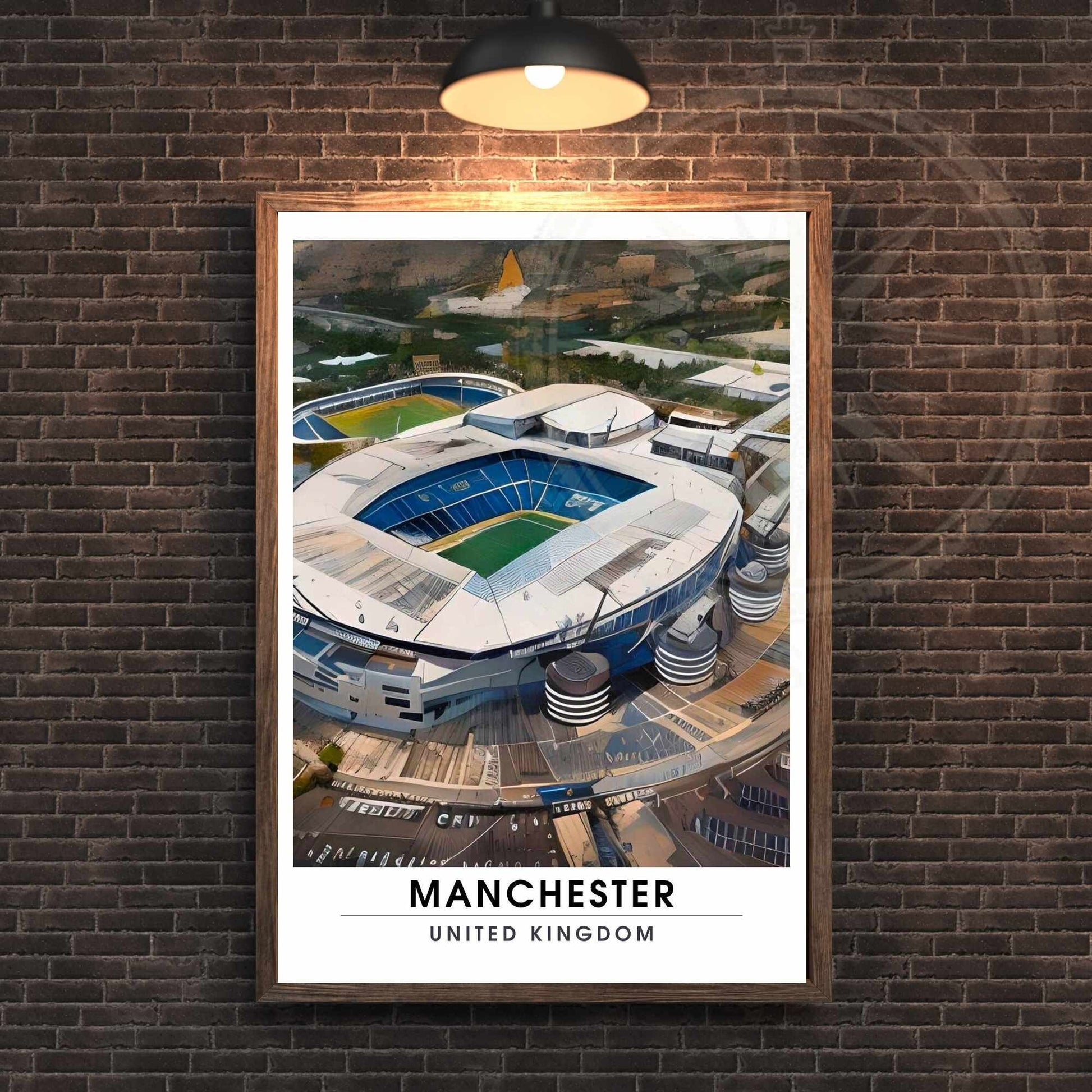 Affiche Manchester - Etihad Stadium | impression de voyage Manchester | affiche de voyage Manchester | Etihad Stadium vue de ciel